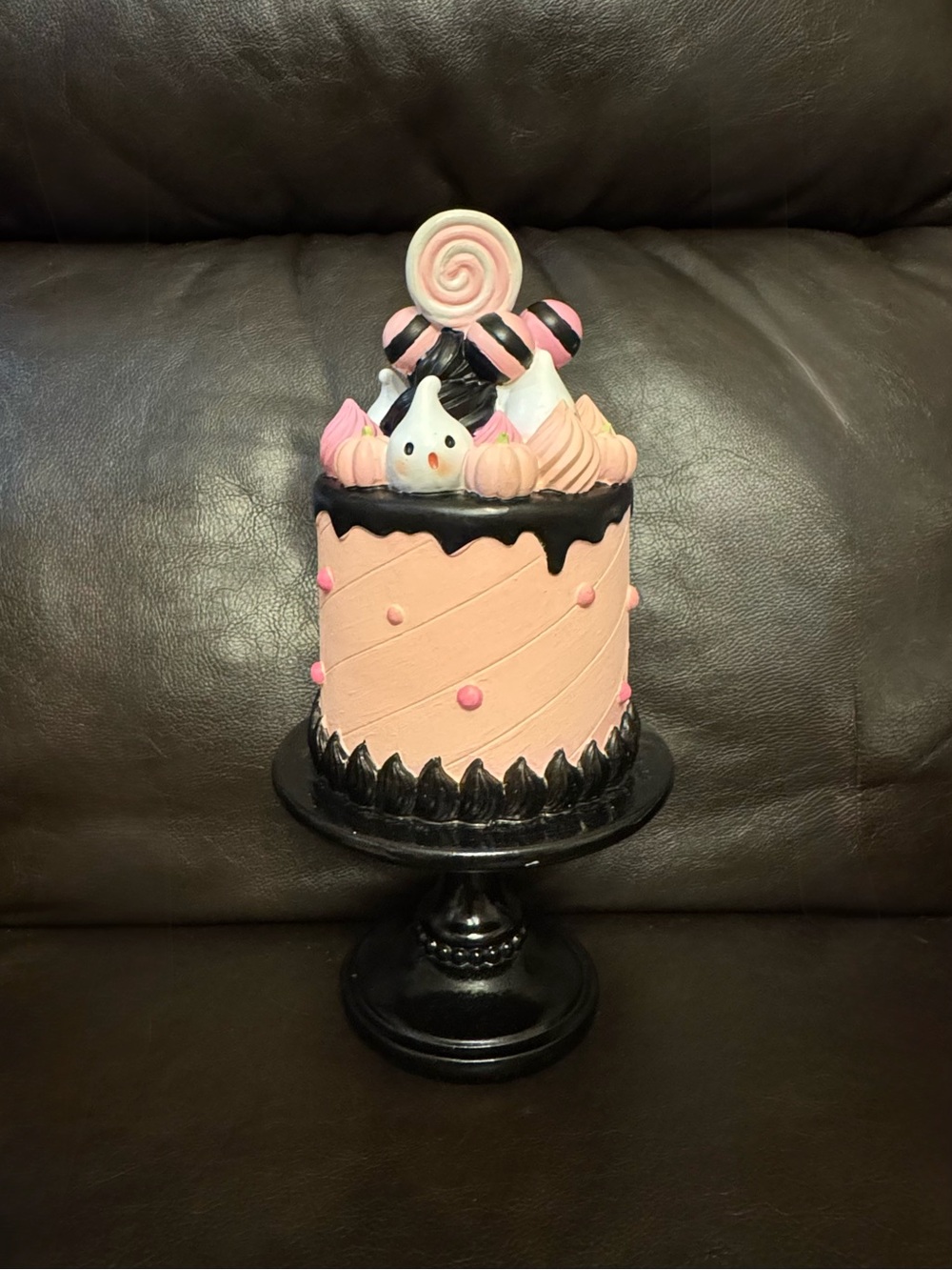 Pink and Black Decorative Halloween cake decor